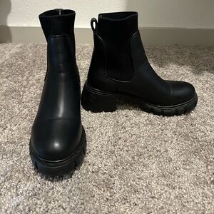 Steve Madden Black Chunky Ankle Boots
